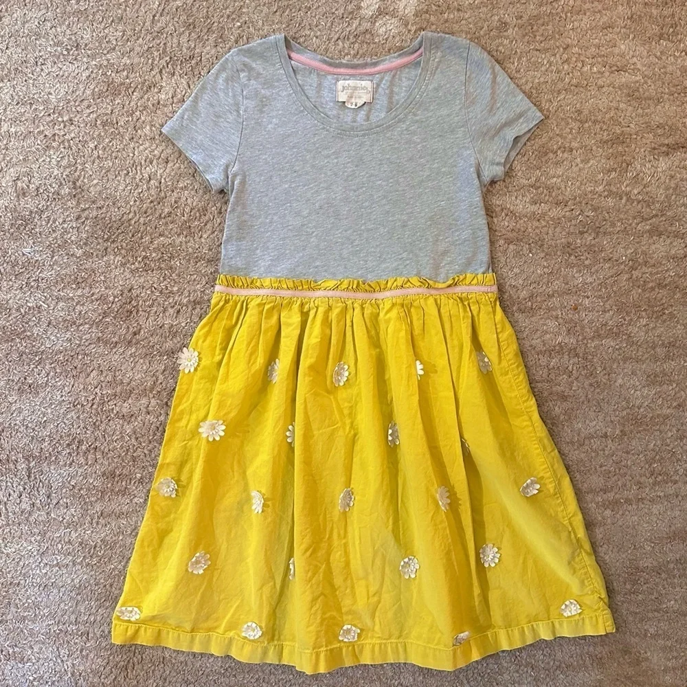 Mini Boden Grey Top Yellow Skirt Daisy Dress